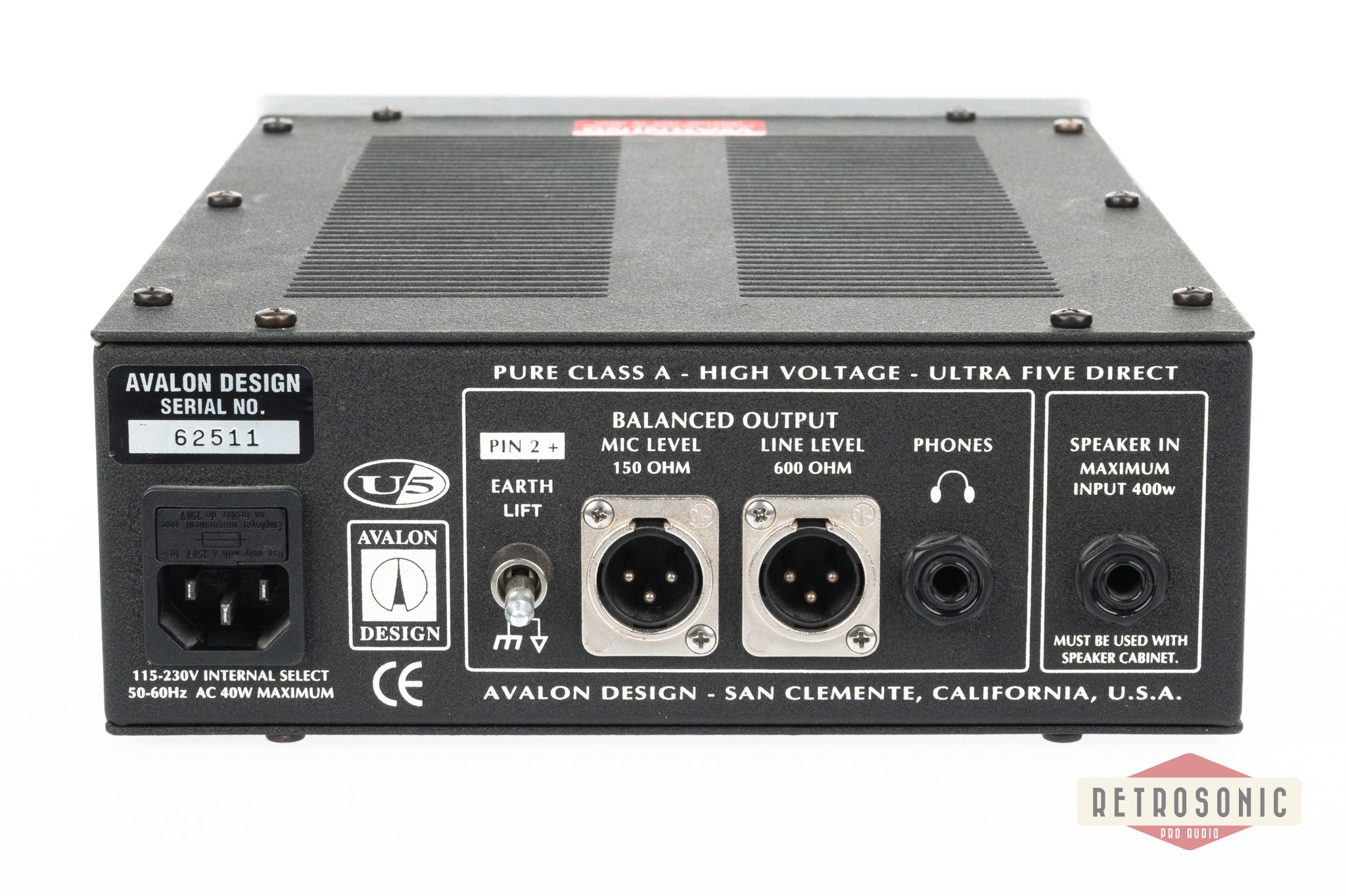 Avalon U5 Mono Instrument DI Preamp