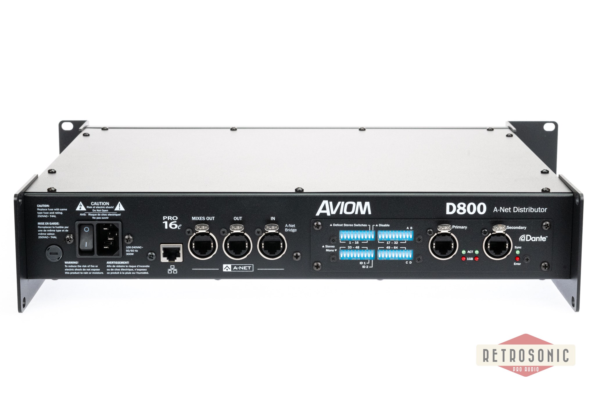 Aviom D800D A-Net Distributor, with A-Net Bridge input and Dante interface