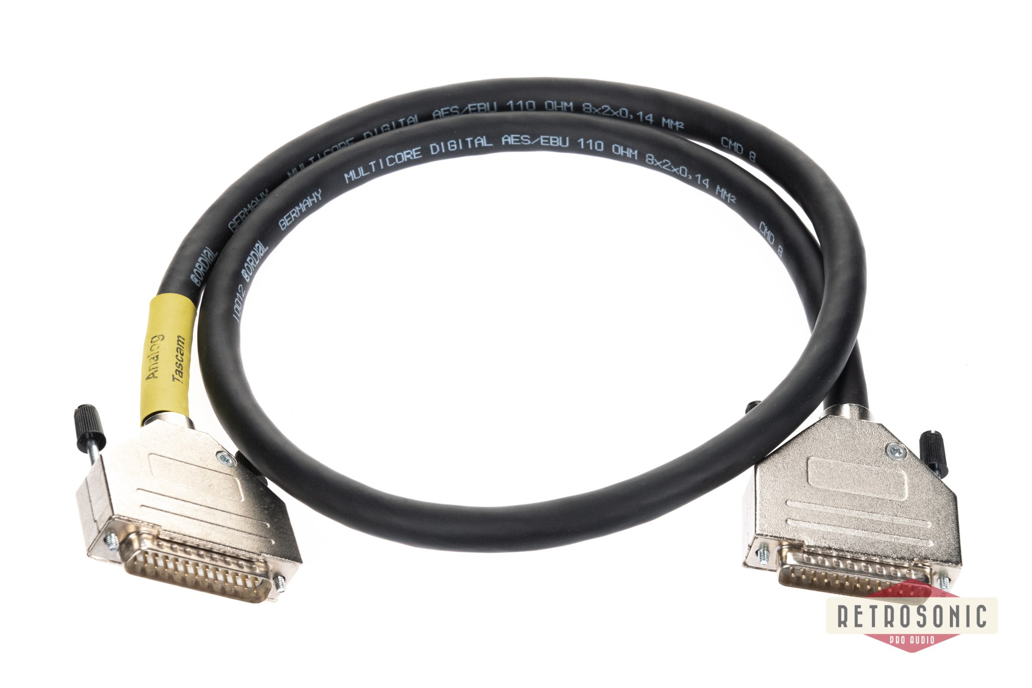 Cordial DB25-DB25 1m analog patch cable. Tascam pinout.