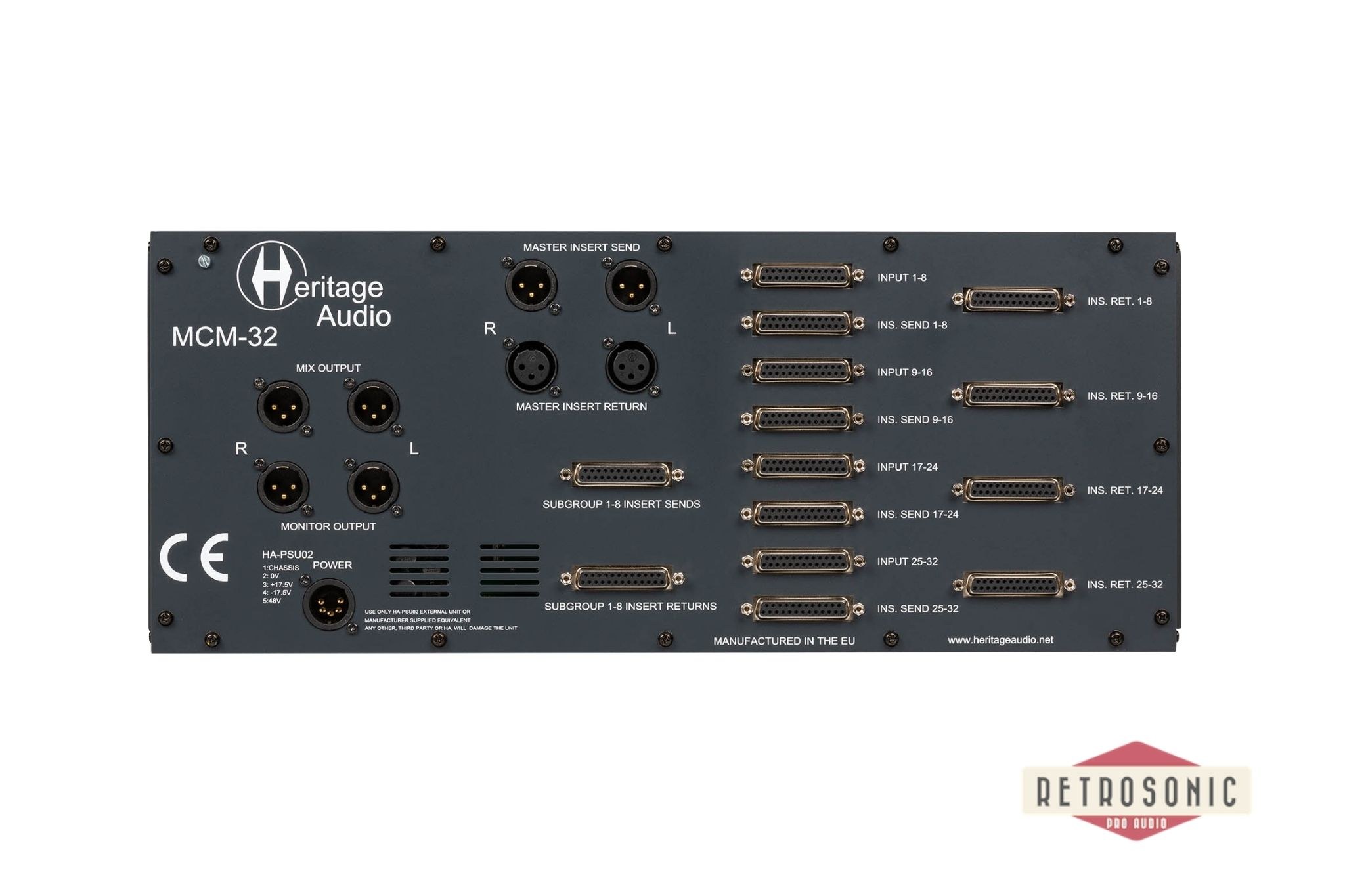 Heritage Audio 20 Channel mixer with subgroups and inserts